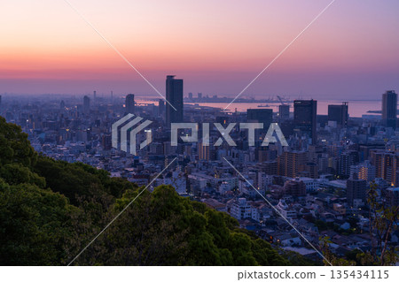 兵庫縣：黎明時分的神戶維納斯橋與諏訪山公園展望台 135434115
