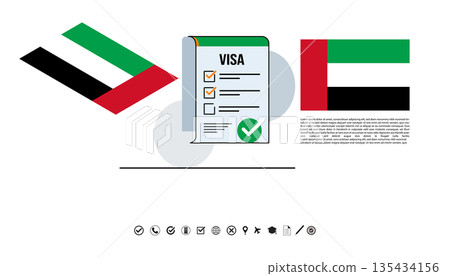 United Arab Emirates Visa Checklist Document With National Flags And Approval Stamp For International Travel. United Arab Emirates Visa Checklist Document With National Flags And Approval Stamp For International Travel. 135434156