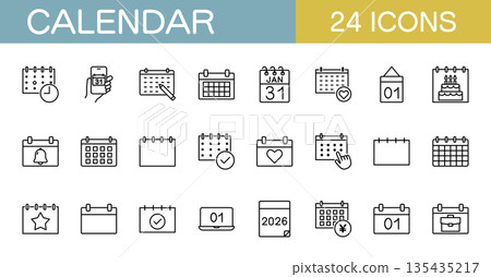 Calendar icon set, event schedule Calendar icon set, event schedule 135435217