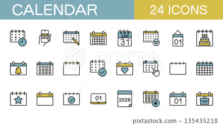 日曆圖示集，事件，日程，顏色 135435218