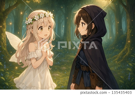 森林仙子與人類女孩的邂逅 森林仙子與人類女孩的邂逅 135435403