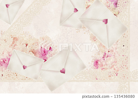 Love letter and bouquet postcard 135436080