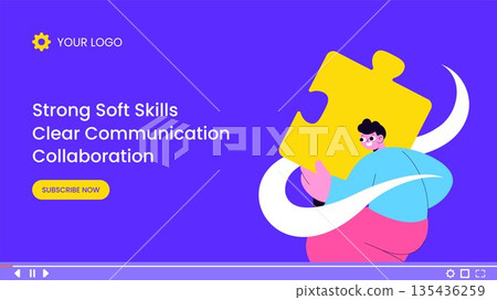 Soft Skills Flat Cartoon Hand Drawn Illustration Background for Thumbnail 135436259