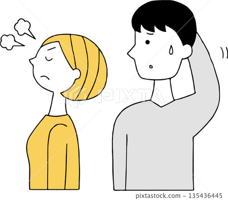 憤怒的女人和困惑的男人(單色) 憤怒的女人和困惑的男人(單色) 135436445