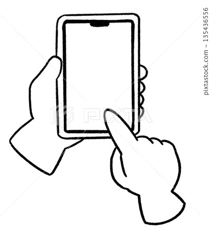 Hand to operate the smartphone Hand to operate the smartphone 135436556