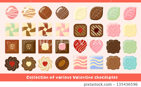 Valentine's Day chocolate illustration set Valentine's Day chocolate illustration set 135436596