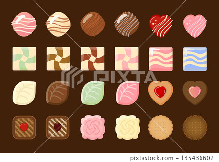 Valentine's Day chocolate illustration set Valentine's Day chocolate illustration set 135436602
