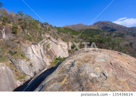 Oni-no-meyama as seen from Mt. Hokodake and Mt. Metake in Nobeoka City, Miyazaki Prefecture 135436614
