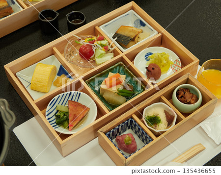 Colorful Japanese set meal at a Japanese hotel Colorful Japanese set meal at a Japanese hotel 135436655