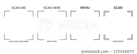 QR Code Scan Frame Interface Icons Set 135436874