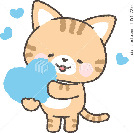 Brown tabby cat with a heart 135437252
