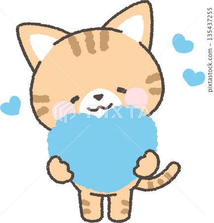 Brown tabby cat with a heart 135437255