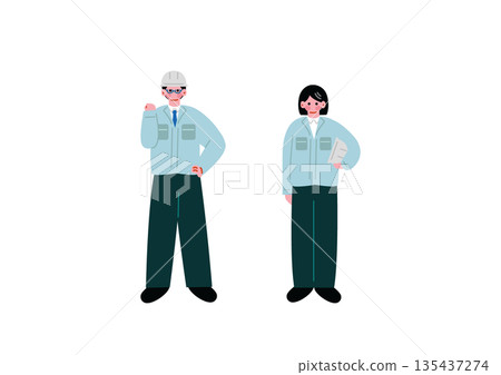 男女建築工人 男女建築工人 135437274