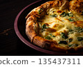 Close-up of a beautifully browned cheese pizza 135437311