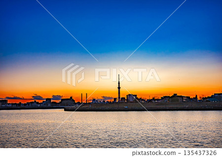 Skytree as seen from Nakagawa Promenade Skytree as seen from Nakagawa Promenade 135437326