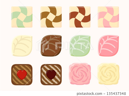 情人節巧克力插畫套裝 情人節巧克力插畫套裝 135437348