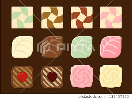 情人節巧克力插畫套裝 135437353