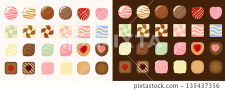 Valentine's Day chocolate illustration set Valentine's Day chocolate illustration set 135437356