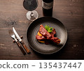 Spare ribs and red wine 135437447