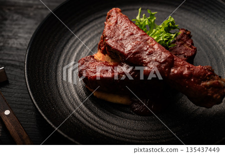 Spare ribs with red wine sauce Spare ribs with red wine sauce 135437449