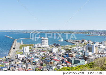 Wakkanai, Hokkaido, Summer Hokkaido, Wakkanai cityscape seen from a hill Wakkanai, Hokkaido, Summer Hokkaido, Wakkanai cityscape seen from a hill 135437489