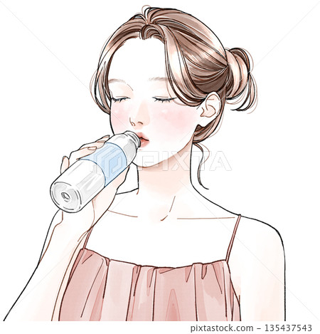 一個女人喝水 135437543