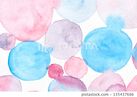 Colorful watercolor abstract art featuring soft pink and blue overlapping 135437686