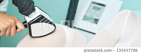 Body contouring procedure on caucasian female with modern equipment Body contouring procedure on caucasian female with modern equipment 135437786