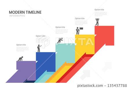 Infographics business timeline 5 steps to success template. presentation and icon vector illustration. 135437788