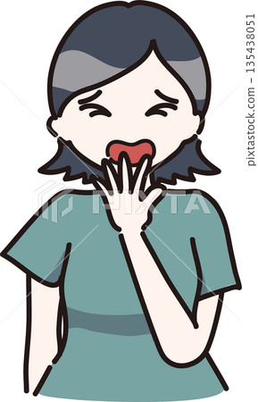 一張女性口腔過敏症狀的插圖 135438051