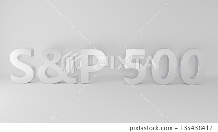 S and P 500 index symbol. Wooden blocks displaying S and P 500 and directional arrows indicating market trends with green and red symbols. On a table with a white background. 3d rendering 135438412
