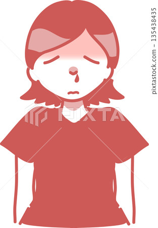 一幅描繪患有鼻過敏症狀的女性的單色插圖 135438435