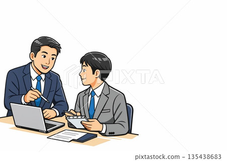 資深商人指導部屬如何工作。 （留白） 135438683