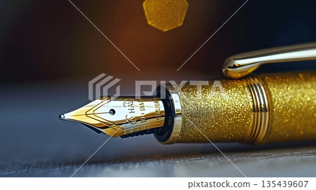 鋼筆的金色筆尖 135439607