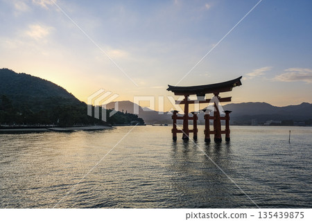 The large torii gate of Itsukushima Shrine built on the sea The large torii gate of Itsukushima Shrine built on the sea 135439875