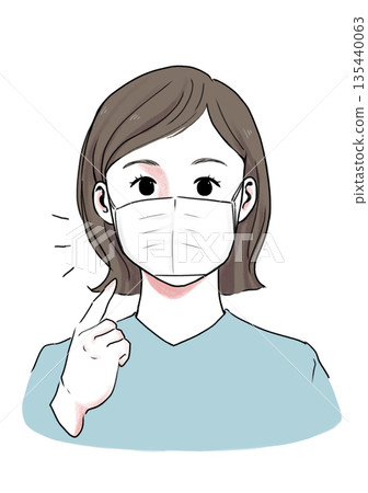 Illustration material: Woman wearing a mask Illustration material: Woman wearing a mask 135440063
