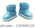3D Snow boots blue puffy children winter footwear icon isolated on white background 135440119