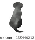 Back view of a sitting dog, watercolor style silhouette 135440212