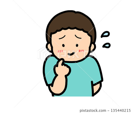 害羞的（正面）亞洲男孩 135440215