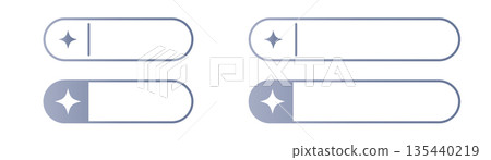 Artificial intelligence search bars with star symbols. Minimal AI assistant interface elements for smart search, generative technology and intuitive digital application design. 135440219