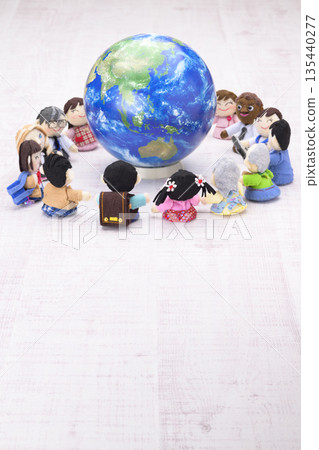 People holding hands around the earth People holding hands around the earth 135440277