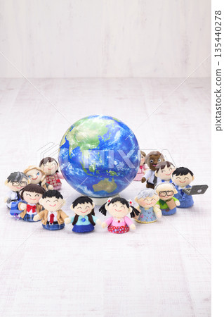 People holding hands around the earth People holding hands around the earth 135440278