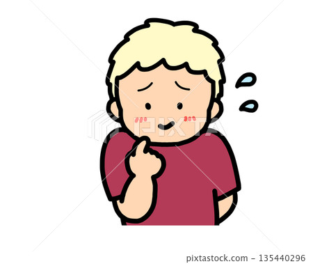 害羞的（正面）金髮男孩 135440296