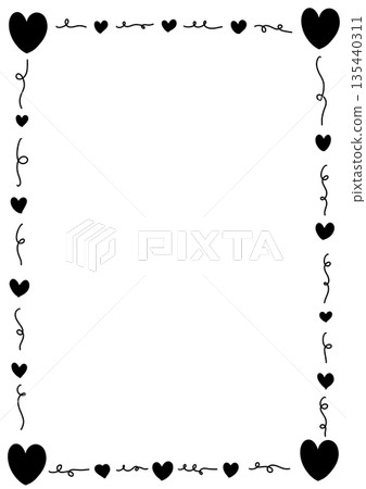 Love Theme Page Border Black Outline Love Theme Page Border Black Outline 135440311