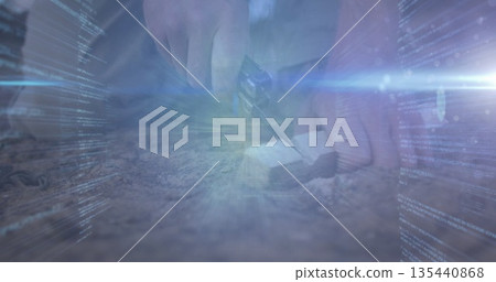 Cutting hands wearing shirt slicing block on gravel, with utility knife, blue code light Cutting hands wearing shirt slicing block on gravel, with utility knife, blue code light 135440868