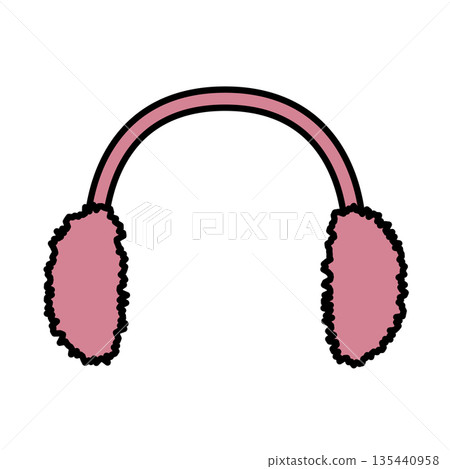 冬季禦寒裝備和耳罩的簡單示意圖 135440958