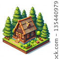 Model of small wooden country house 135440979