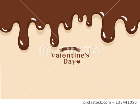 Valentine's Day Material - Melting Chocolate Background Illustration - Banner - Sweets 135441056