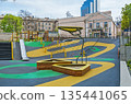 Childrens playground in the courtyard of a residential building 135441065
