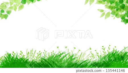 綠草和樹葉背景插圖 135441146